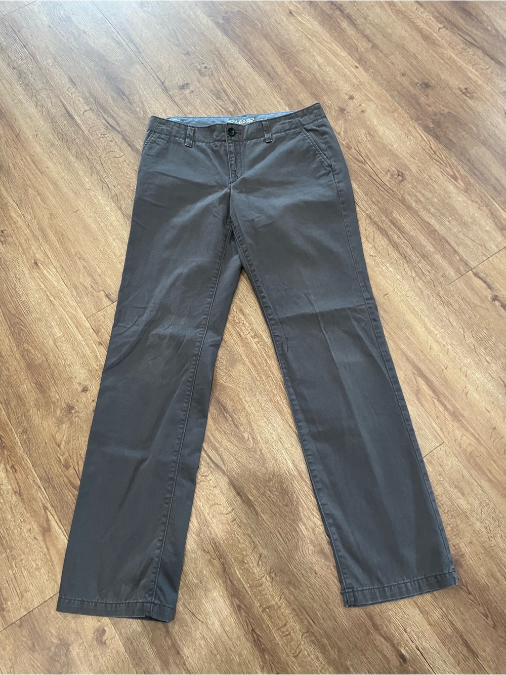 Eddie Bauer Women’s Straight Leg Chino pants in Charcoal Gray